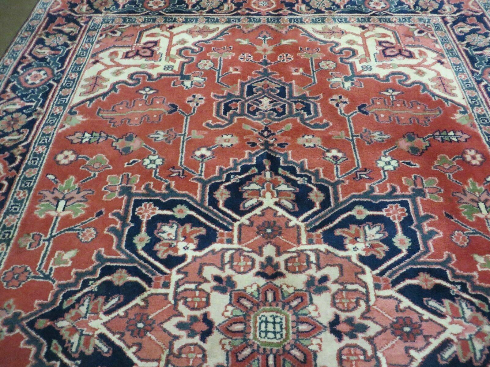 6' X 9' Vintage Handmade Indian Medallion Wool Rug Veg Dyes Nice # M702 - Jewel Rugs