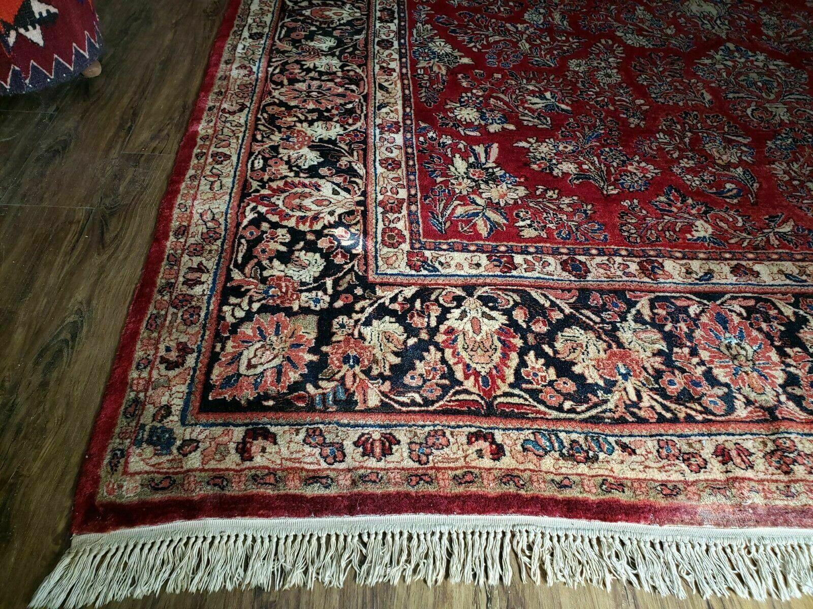 10' X 17' Antique Palace Size Handmade Persian Sarouk Wool Area Rug Red Veg Dyes Top Quality Unique Elegant Floral - Jewel Rugs