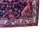 4 X 10 Antique Handmade Wool Tribal Runner Rug Geometric Organic Dyes Blue Red - Jewel Rugs