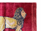 3 X 5 Handmade Hand-Knotted Rug Quality Wool Pictorial Lion Red Organic Dyes - Jewel Rugs