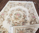 Chinese 90 Line Carpet 4x6, Chinese Aubusson Wool Rug, Plush Chinese Rug, Soft Pile Chinese Carpet, Cream Area Rug, Hand Knotted Floral - Jewel Rugs