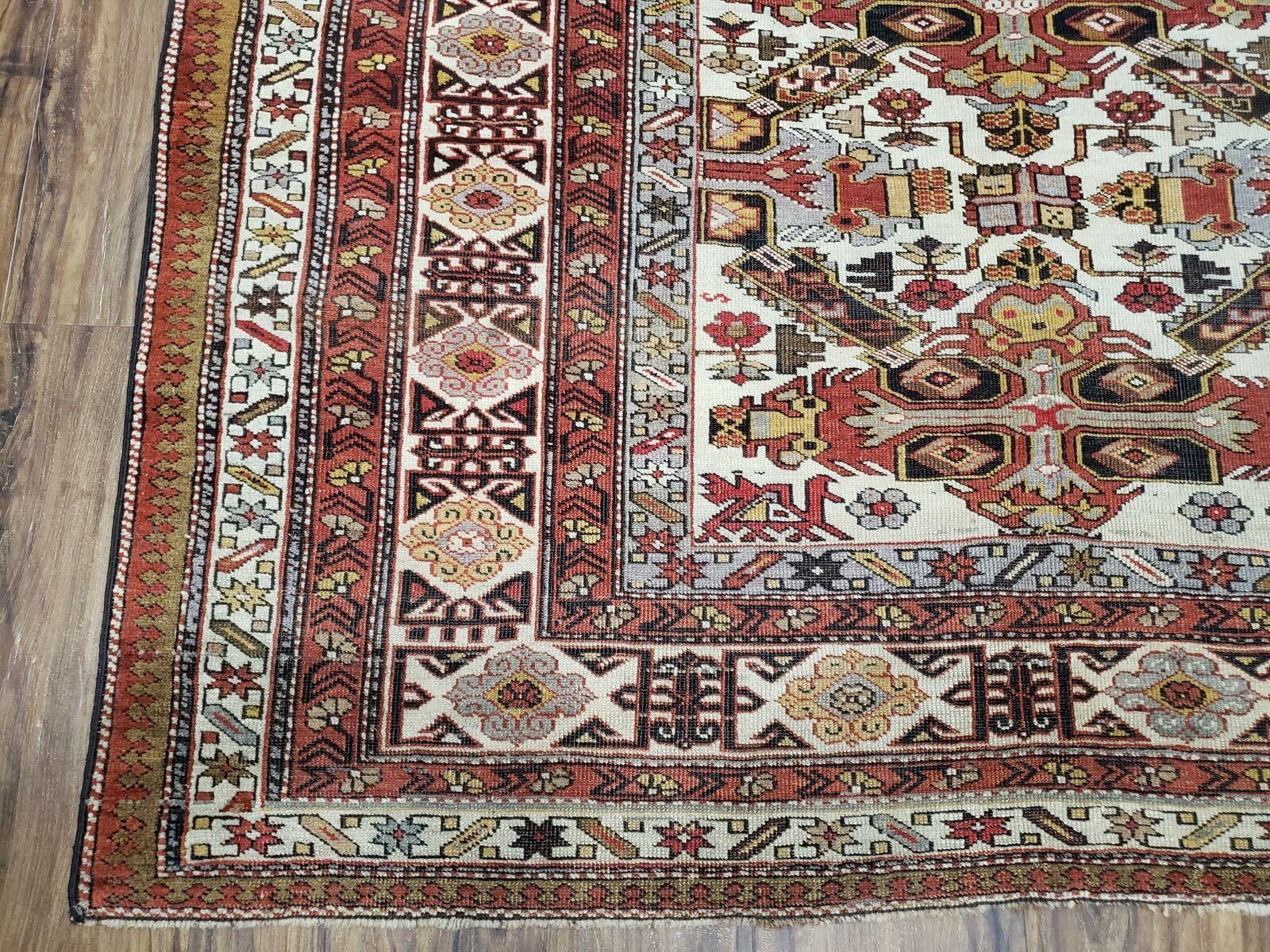 4' 6" X 6' 8" Antique Handmade Seychor Perpedil Caucasian Wool Rug Colorful - Jewel Rugs