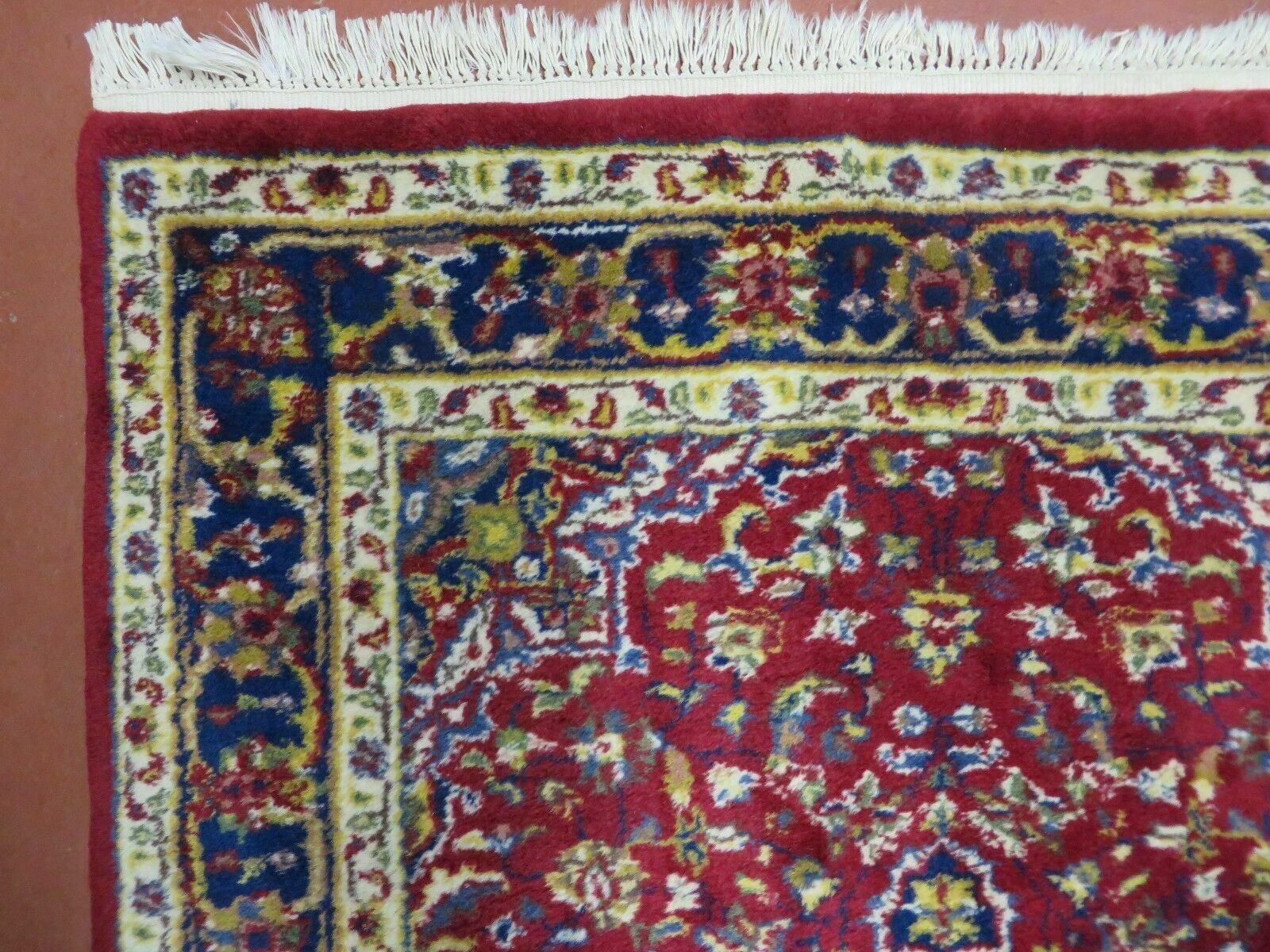 2' 6" X 4' Vintage Handmade Indian Lahore Red Wool Rug Nice - Jewel Rugs