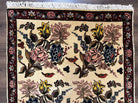 Persian Bidjar Rug 3.6 x 5 ft, Repeated Floral Motifs, Roses and Birds, Cream Burgundy, Fine Wool Oriental Bijar Carpet, Vintage Traditional Area Rug - Jewel Rugs