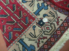 3' X 5' Vintage Handmade India Geometric Oriental Wool Rug Nice Birds Ivory Red - Jewel Rugs