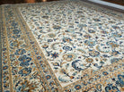 11' X 14' Antique Handmade Indian Wool Rug Ivory Beige Blue Tan Organic - Jewel Rugs