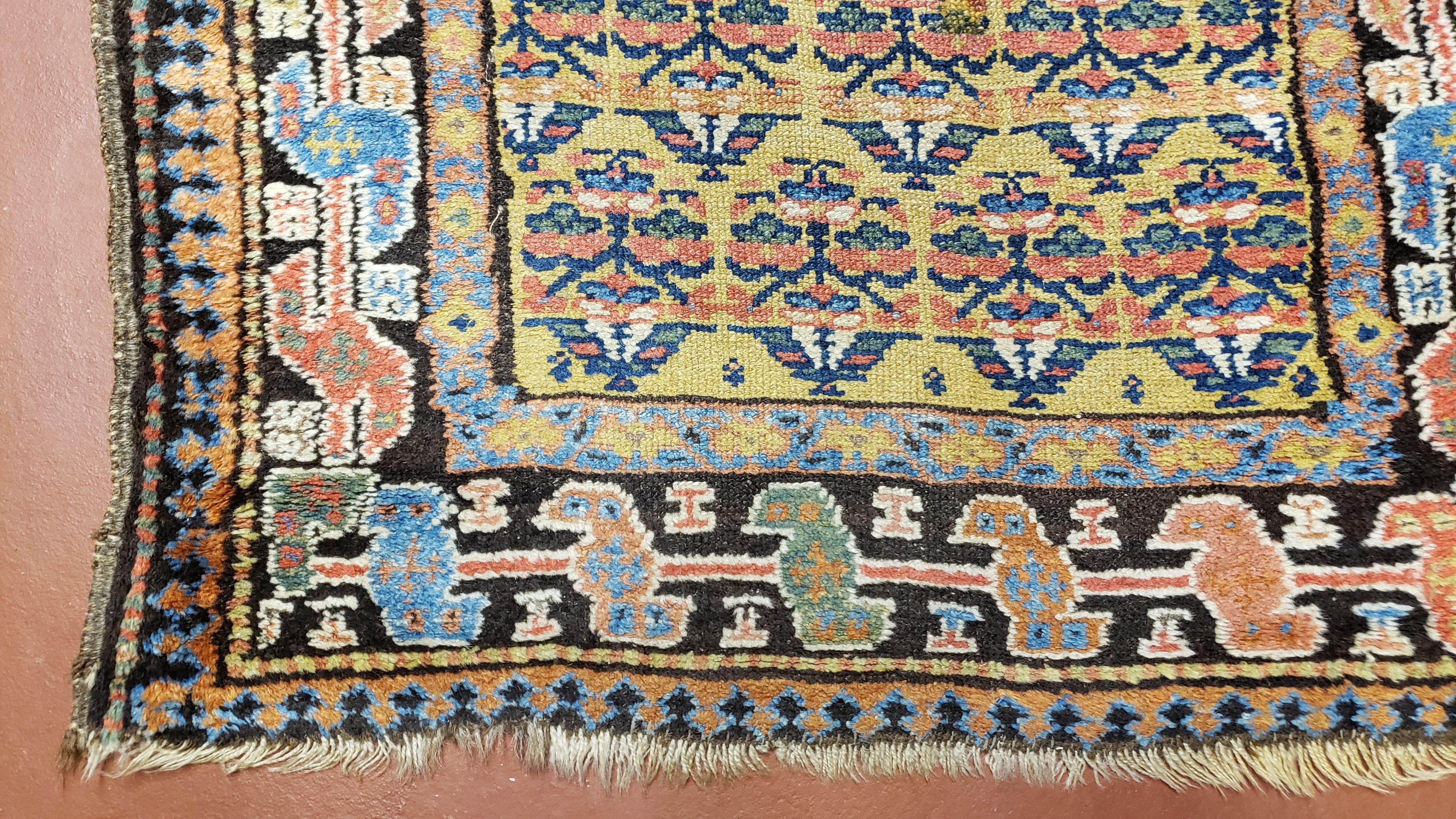 2' 9" x 12' Antique Runner Rug Mustard Yellow Gold Colorful Caucasian Karabagh Kazak Tribal 12ft Runner Nomadic Rug Collectible Carpet Rare - Jewel Rugs