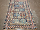 3' 4" X 4' 11" Antique Handmade Shirvan Kazak Caucasian Wool Rug Colorful - Jewel Rugs