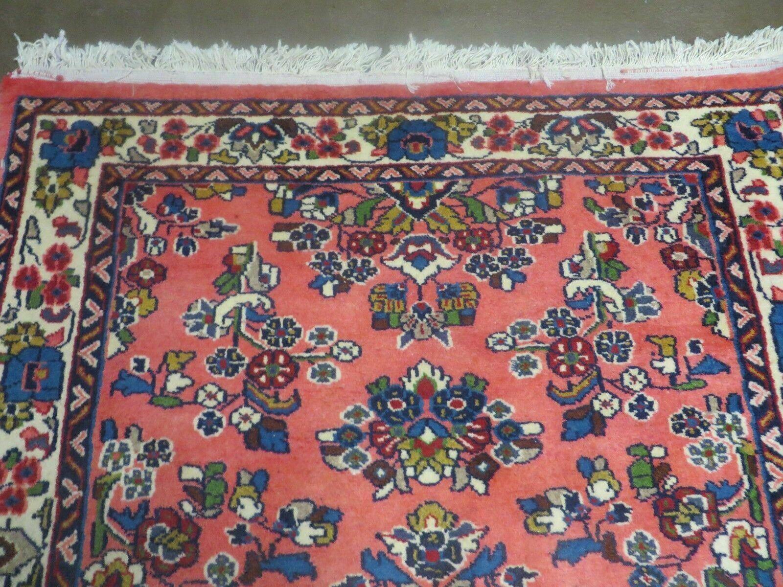 2' 11" X 12' 7" Vintage Indian Floral Handmade Wool Runner Rug Red Nice - Jewel Rugs