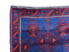 2'10"X 4'7" Vintage Handmade Tribal Wool Rug Balouchi Rug Afghan Rug Blue Red - Jewel Rugs