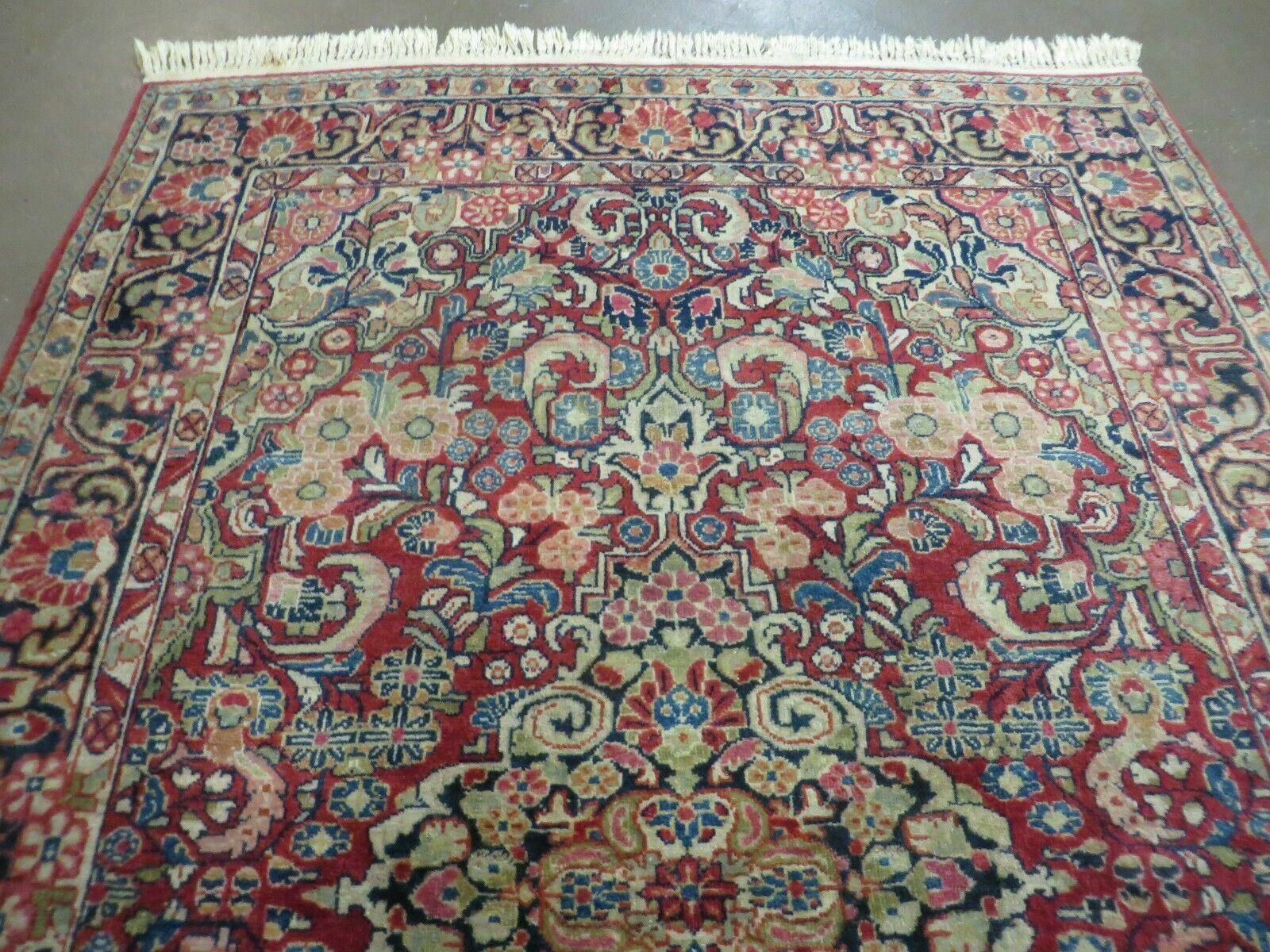 4' 6" X 5' 4" Handmade India Agra Floral Oriental Wool Rug Carpet Red Nice - Jewel Rugs