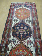 2' 8" X 10' Vintage Handmade Turkish Anatolian Wool Red White and Blue Rug Runner Carpet Wow - Jewel Rugs