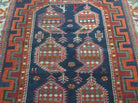 4' X 6' Handmade Caucasian Kazak Karabagh Shirvan Wool Rug Blue Nice - Jewel Rugs