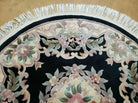 4' X 4' Vintage Round Handmade Chinese Peking Art Deco Wool Rug Flowers 90 Line - Jewel Rugs