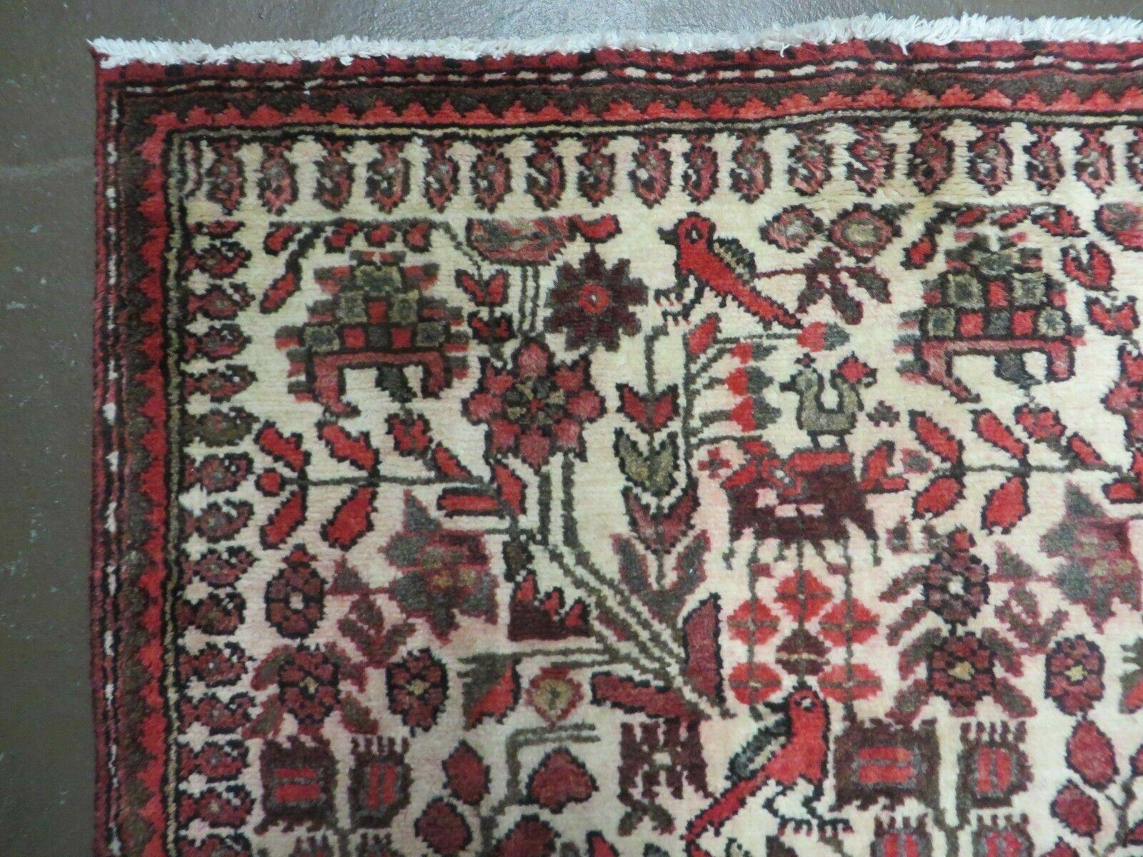 2' 5" X 13' Antique Handmade India Floral Oriental Wool Runner Rug Bird Animal Pictorial # 123 - Jewel Rugs