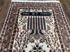 Very Unique Indo Persian Rug 4x6 with Hebrew Inscription, Judaica Collectible Rare Rug, Tree of Life Pattern, Menorah Rug, Cream Red, Wool - Jewel Rugs