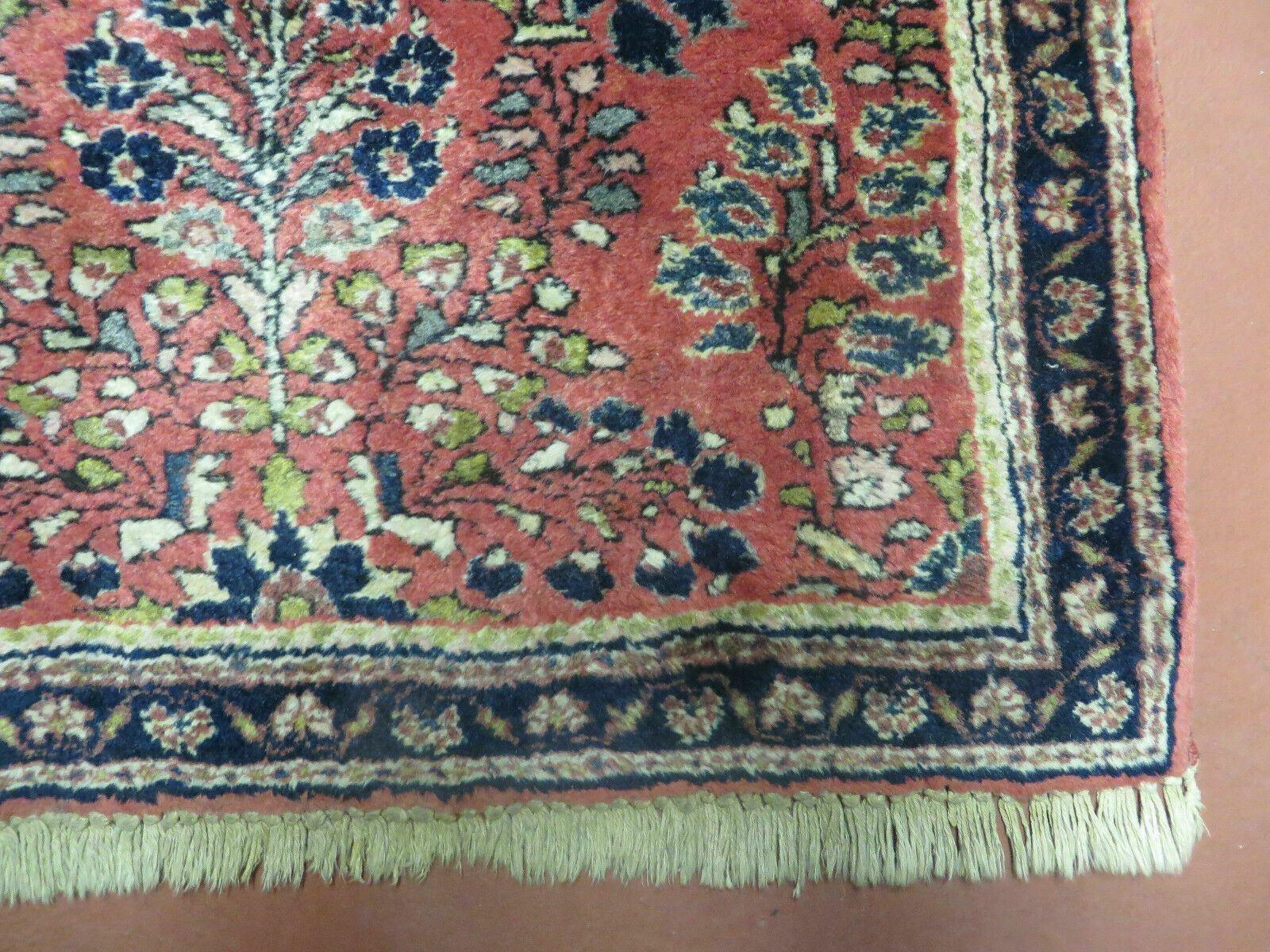 2' X 4' Antique Handmade Fine India Floral Oriental Wool Rug Vegetable Dye Nice - Jewel Rugs