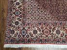 Stunning Persian Bidjar Rug 8x11 - Herati Mahi Pattern - High Quality Oriental Bijar Carpet - Vintage 8 x 11 Rug - Hand Knotted Wool Rug - Salmon Red Beige Black - Jewel Rugs