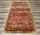 Antique Turkish Melas Rug 4x7, Tribal Geometric Unique Collectible Hand Knotted Wool Oriental Carpet, Rare 1920s Rug, Burnt Orange Red - Jewel Rugs