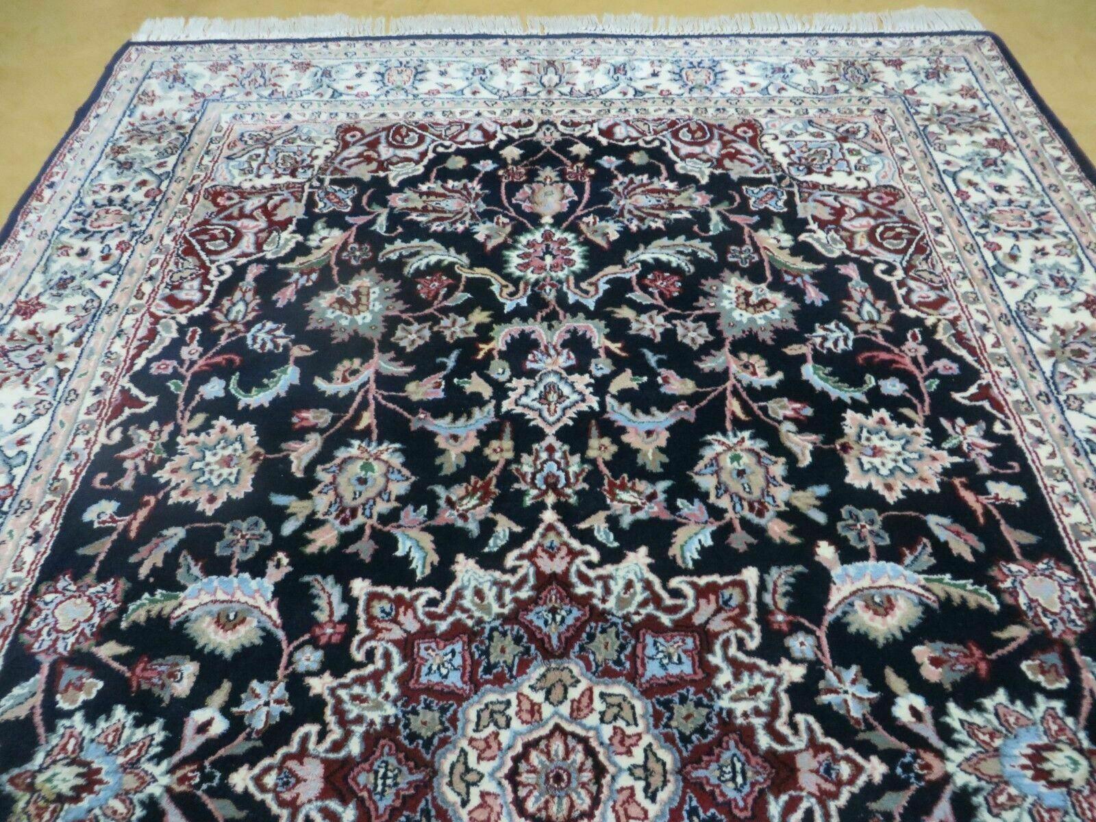 6' X 9' Handmade Fine Indian Traditional Wool Rug Carpet Vegetable Dyes Black - Jewel Rugs