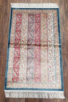 Paisley Pattern Silk Rug, Boteh Design, All Silk Accent Rug, Oriental Carpet, Very Detailed, 2' 8" x 4' 1", New, Bamboo Silk - Jewel Rugs