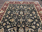 Pak Persian Mahal Rug 9x12, Allover Floral Pakistani Oriental Carpet 9 x 12, Wool Hand Knotted Area Rug, Dark Slate Gray-Black and Maroon - Jewel Rugs