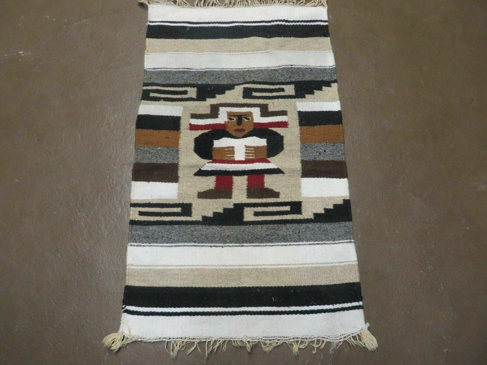 2' X 3' Latin American Mexican Wool RUG Blanket Textile Nice - Jewel Rugs