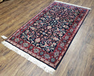 Antique Persian Sarouk, Wool, Hand-Knotted, Blue & Red, 3'1" x 5'3" - Jewel Rugs