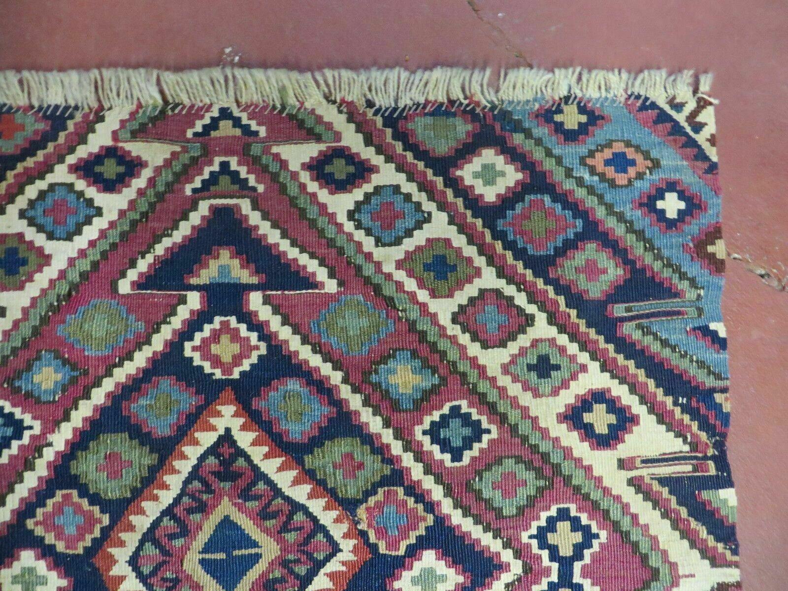 2' 1" X 4' 4" Antique Handmade Bagface Kilim Shirvan Caucasian Wool Rug Nice - Jewel Rugs