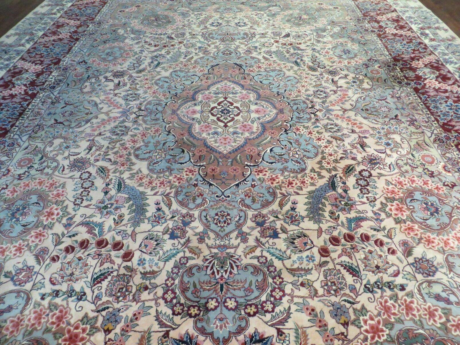 10' X 14' Finely Woven Handmade Chinese Oriental Carpet with Persian Tabriz Design Wool Rug With Silk Accents - Jewel Rugs