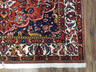 Semi Antique Persian Bakhtiari Rug, Hand-Knotted, Wool, Red, Midnight Blue, Ivory, Floral Medallion, 5'1" x 8' 6" - Jewel Rugs