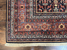 Karastan Rug 8x10 Williamsburg Collection Carters Grove #554, Midnight Blue & Red Vintage Karastan Carpet, Room Sized Wool Area Rug, Allover - Jewel Rugs