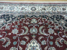 9' X 12' Vintage Handmade Indian Jaipur Wool Rug Vegy Dye Wine Red Nice - Jewel Rugs