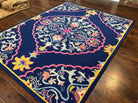 Safavieh Rug 8x10 Belagio Collection, Navy Blue Pink Yellow, Power-Loomed Wool Carpet, Floral Area Rug, Modern Rug, Room Sized 8 x 10 ft Rug - Jewel Rugs