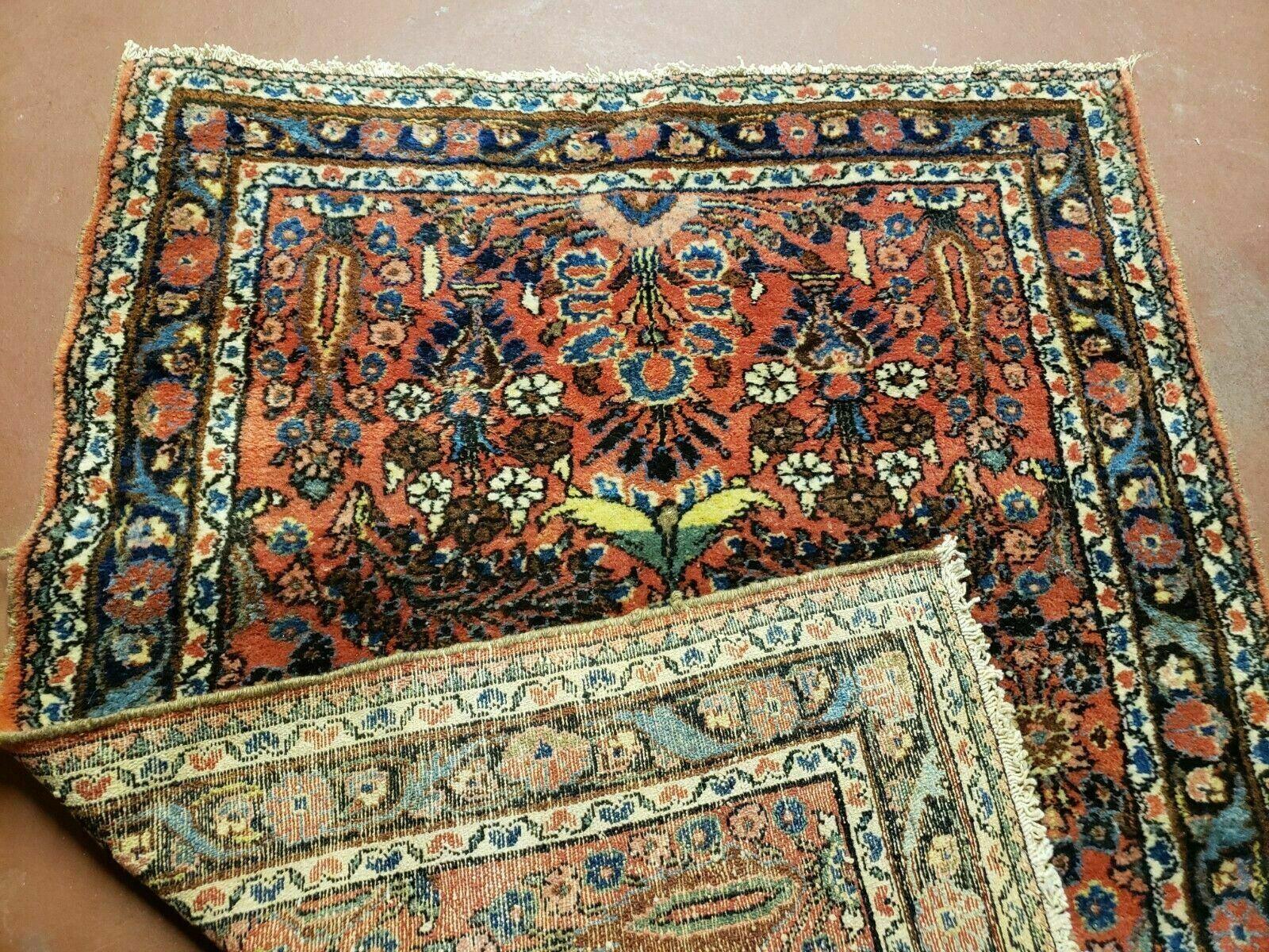 3' X 5' Antique Handmade India Floral Oriental Wool Rug Veg Dyes Red Nice - Jewel Rugs