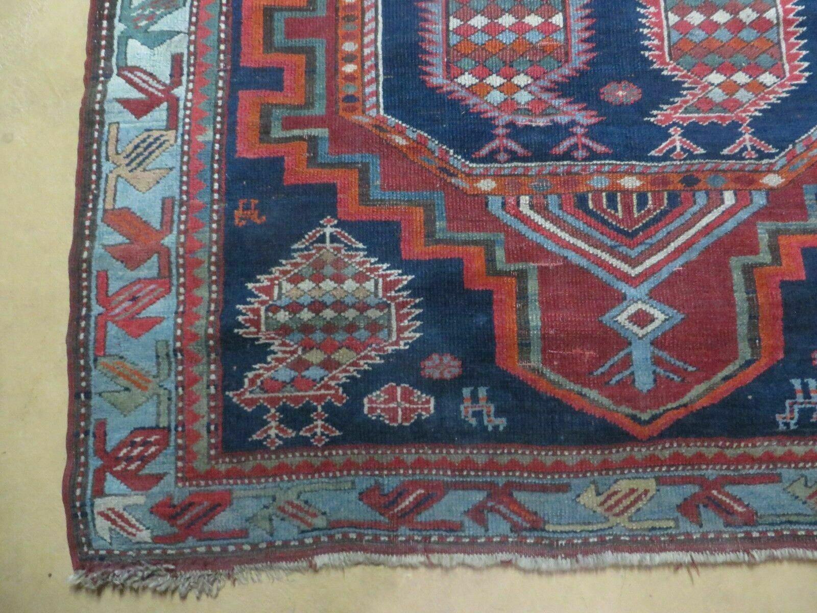 4' X 6' Handmade Caucasian Kazak Karabagh Shirvan Wool Rug Blue Nice - Jewel Rugs