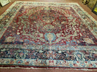 10' X 12' Antique Persian Sarouk Allover Floral Design with Medallion Handmade Red Wool Area Rug - Jewel Rugs