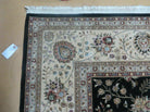 9' X 12' Vintage Handmade Chinese Allover Oriental Wool & Silk Black and Beige Border Area Rug - Jewel Rugs