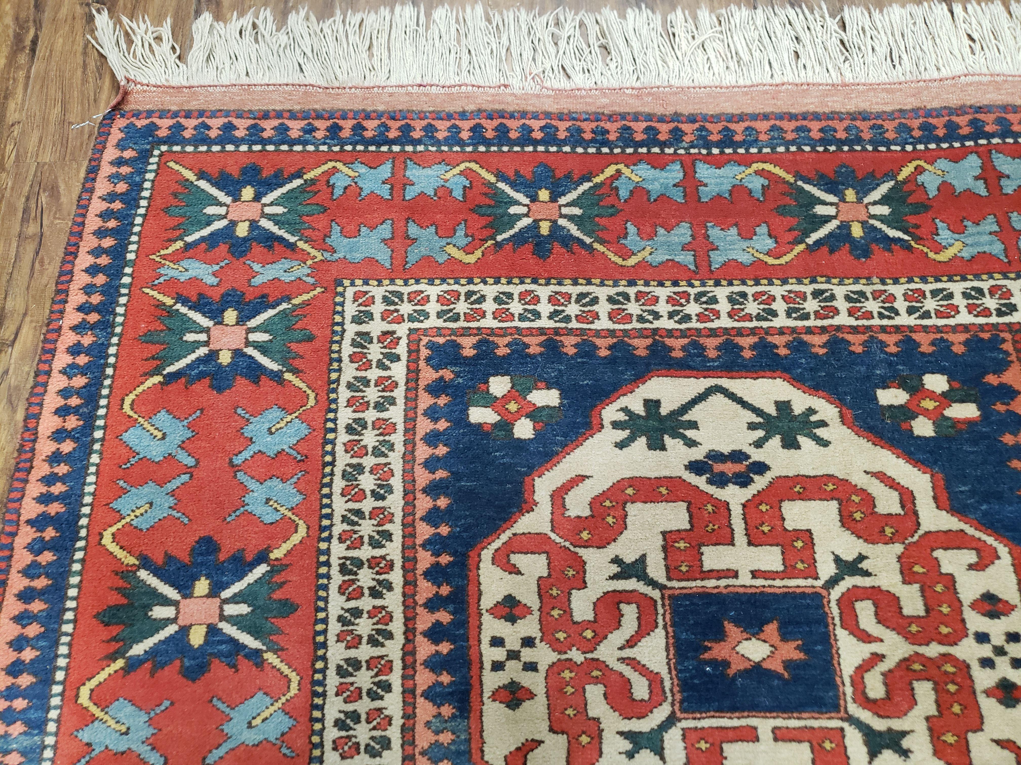 5' x 6' Vintage Top Quality Handmade Wool Rug Kazak Turkish Carpet Geometric - Jewel Rugs