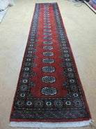 2' 4" X 11' 6" Vintage Handmade Bokhara Turkoman Pakistani Wool Runner Rug Nice - Jewel Rugs