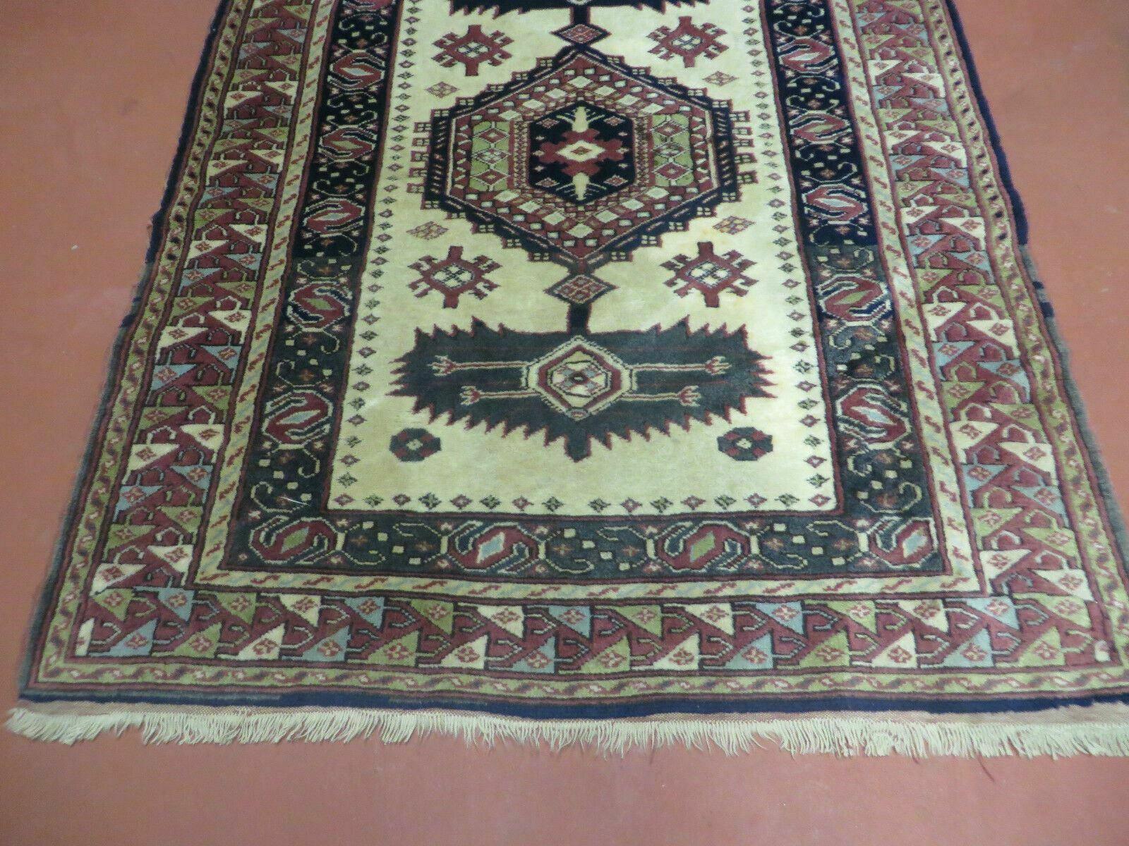 3' X 4' Vintage Handmade Turkish Geometric Oriental Wool Rug Nice - Jewel Rugs