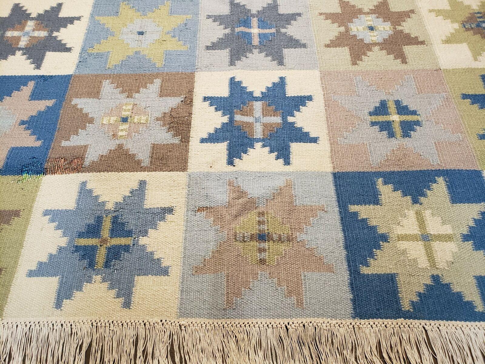 6' X 8' Scandinavian Kilim Flat Wool Rug Swedish Modern Contemporary Earth Color - Jewel Rugs