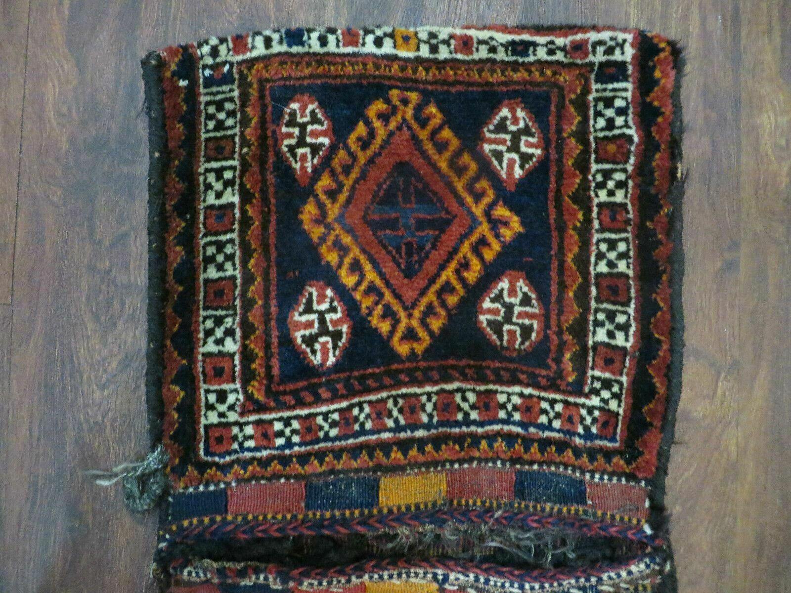 2' X 3' Antique Handmade Turkish Wool Rug Double Saddle Bags Tobreh Nice - Jewel Rugs