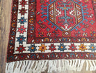 Antique Persian Heriz Karajeh Runner Rug, Red, Hand-Knotted, Wool, 3' 3" x 10' 11" - Jewel Rugs