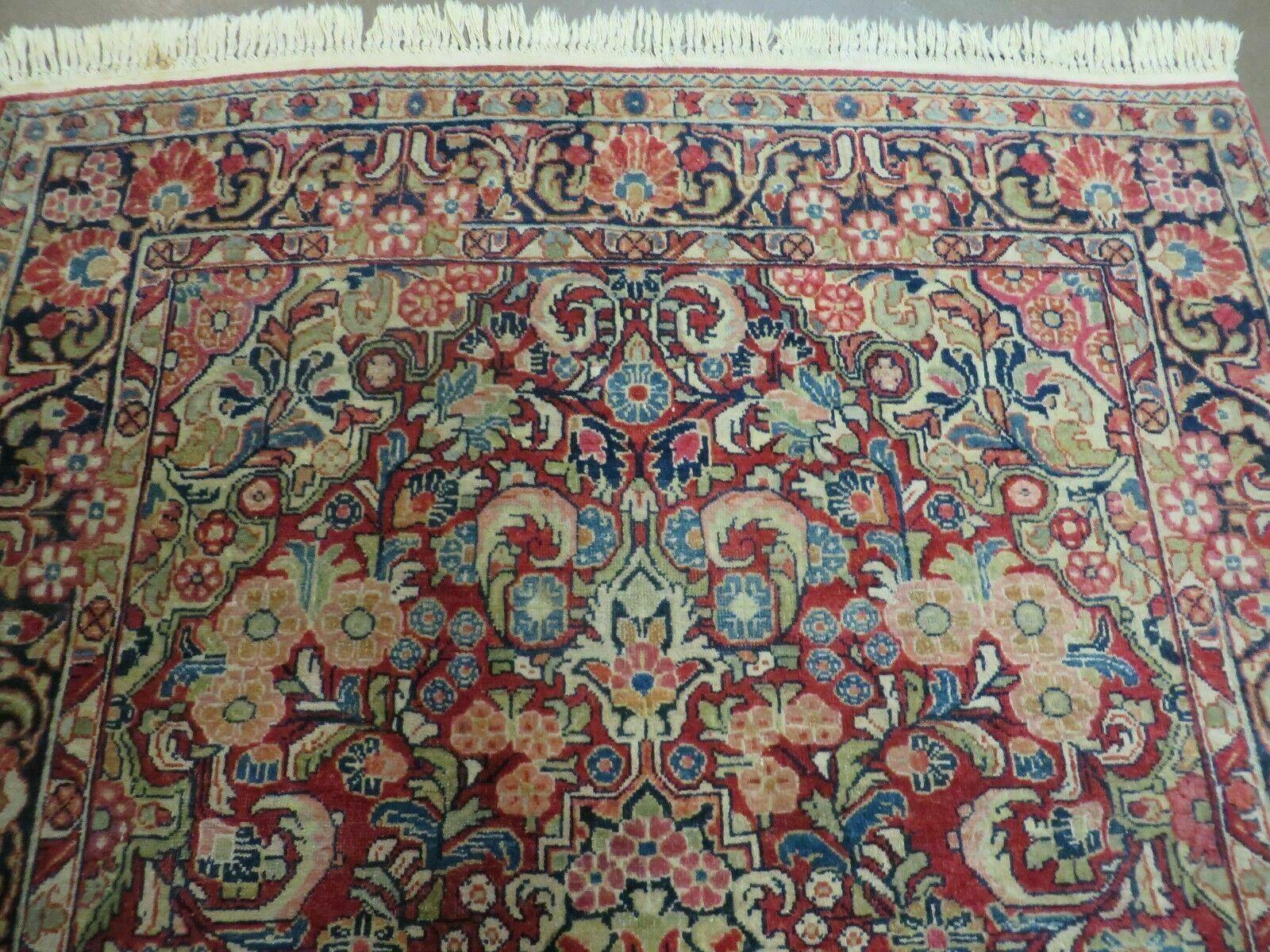 4' 6" X 5' 4" Handmade India Agra Floral Oriental Wool Rug Carpet Red Nice - Jewel Rugs