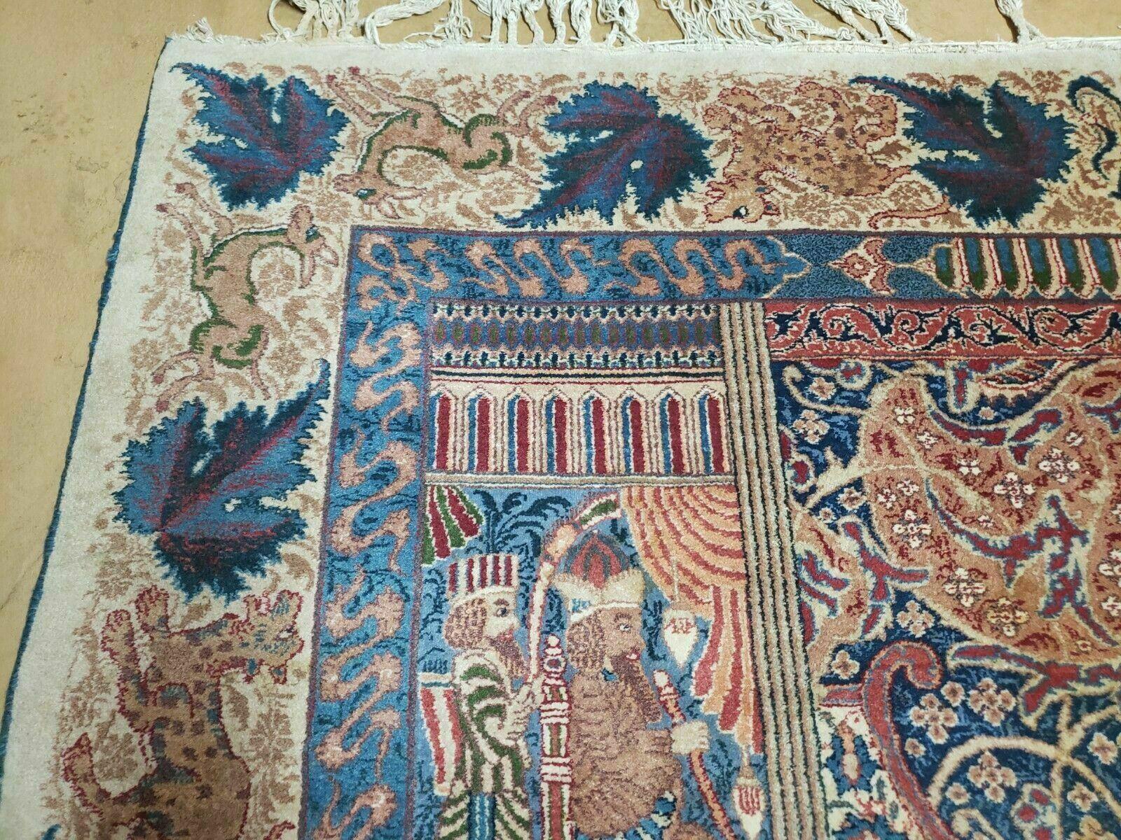 7' X 11' Handmade Indian Hand Knotted Wool Rug Pictorial Lover Images Bird Nice - Jewel Rugs