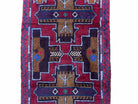 2' 10" X 4' 9" Vintage Handmade Tribal Wool Rug Balouchi Rug Afghan Rug Red Blue - Jewel Rugs