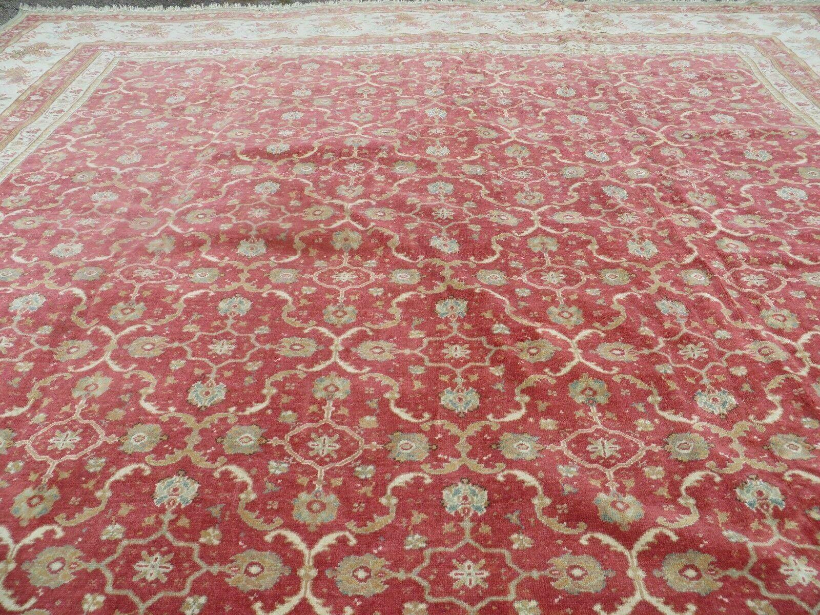 12' X 18' Palace Size Handmade Egyptian Wool Rug Carpet Soft Colors Red & Beige - Jewel Rugs