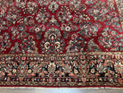 Wonderful Red Persian Sarouk Rug 9x12, 1920s Antique Persian Carpet, Floral Allover Hand Knotted Wool Oriental Rug, Room Sized Rug, Living Room Rug - Jewel Rugs