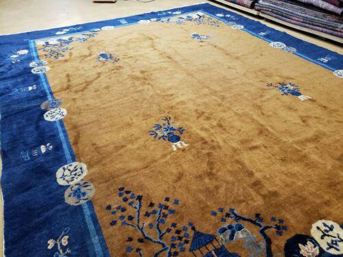 9' X 12' Antique Hand Made Art Deco Nichols Peking Chinese Rug Carpet Blue Nice - Jewel Rugs